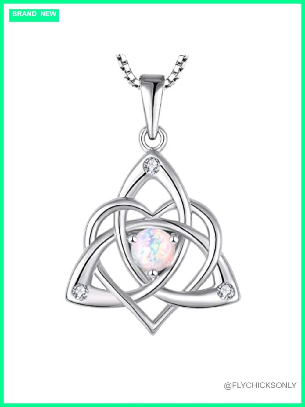 Celtic Knot Necklace 925 Sterling Silver Opal Pendant Women